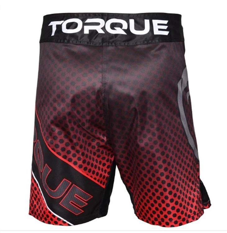mma shorts black red